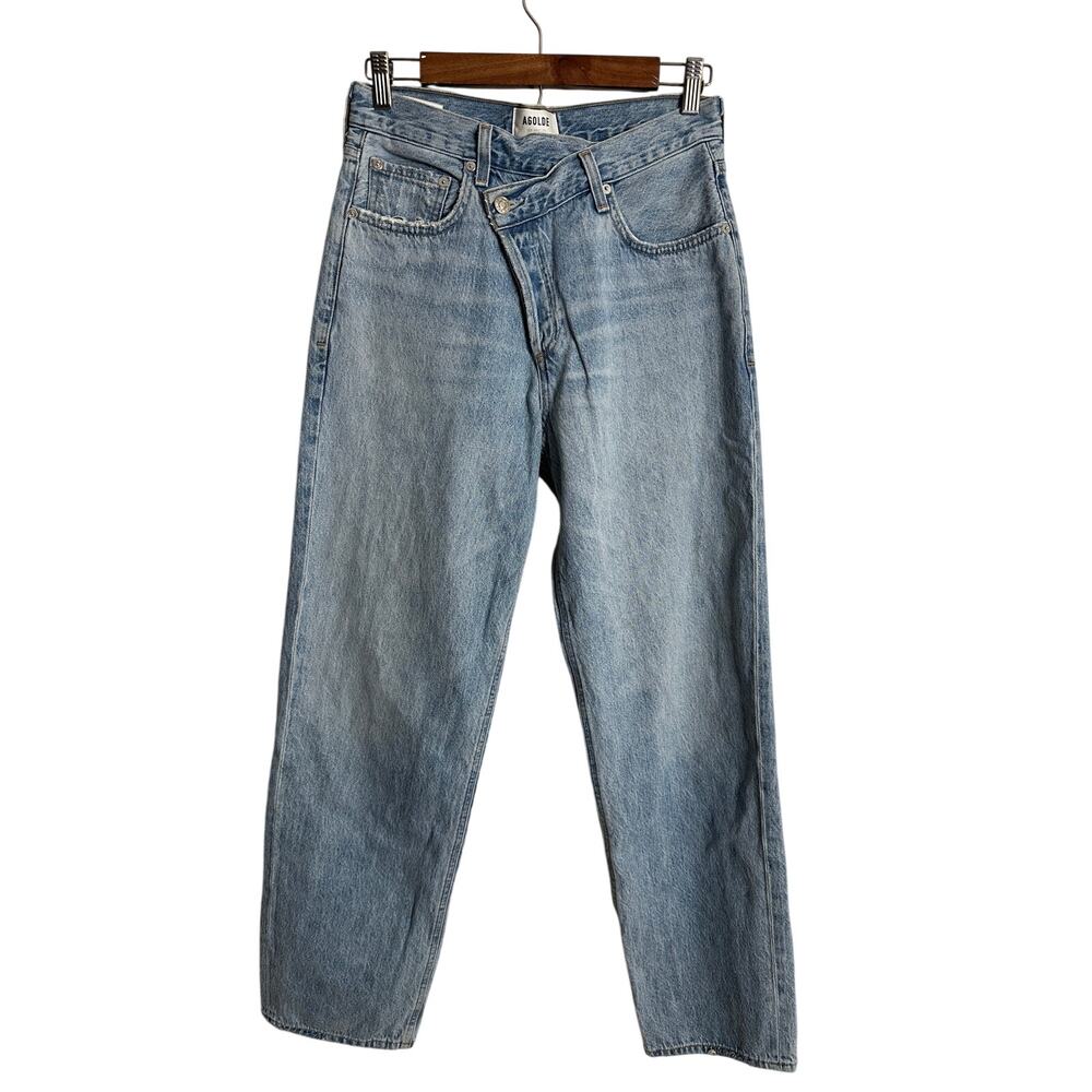 Agolde Criss Cross Upsized Jeans Suburbia size 26 Crossover Waist Light Wash